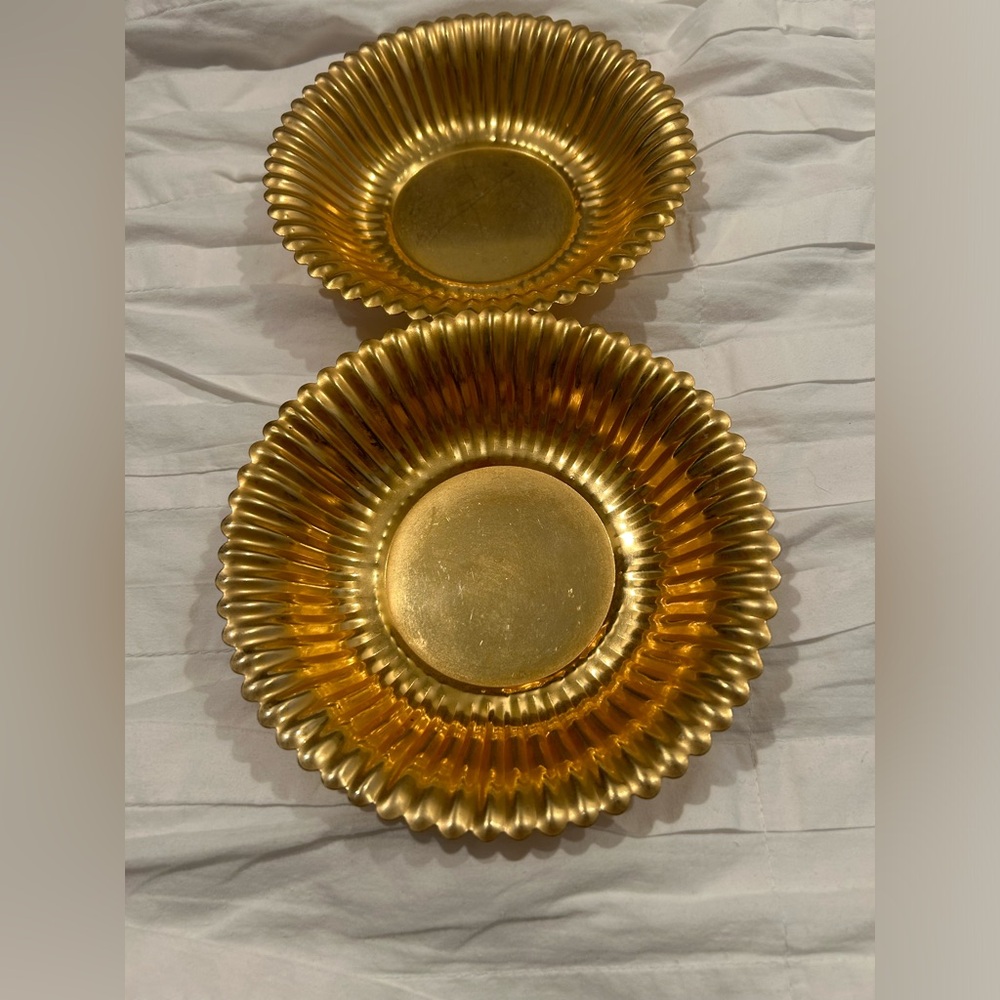 Set Of Two Vintage 24K Gold Plated Small Dishes